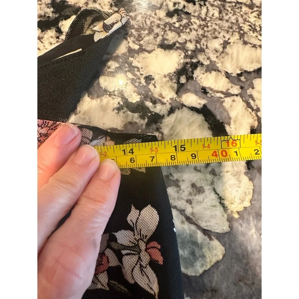 Aster Black Floral Print Sleeveless V-Neck Midi Dress, Large, flowy